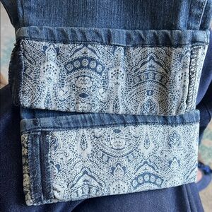 Paisley Cuff Ankle Jeans - Blue 18W